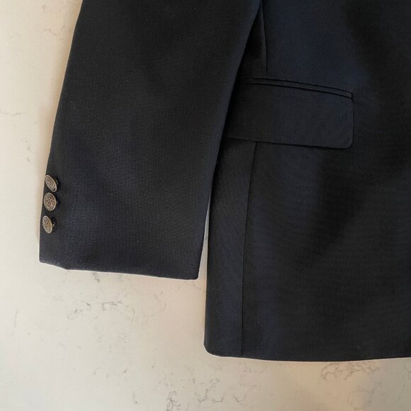 Nordstrom Notch Collar Wool Poly Blend 2 Button Lined Blazer Navy Sz 16R - Picture 5 of 16